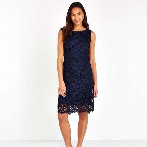 Ann Taylor | Dresses | Ann Taylor Navy Lace Sheath Dress | Poshmark